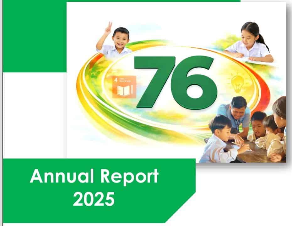 TDSO Cover of TDSO 2025 Annual Report featuring children and educational themes.